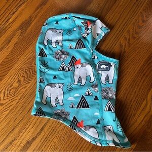 Teal Polar Bear Patterned Balaclava Turtle Fur Toddler ski